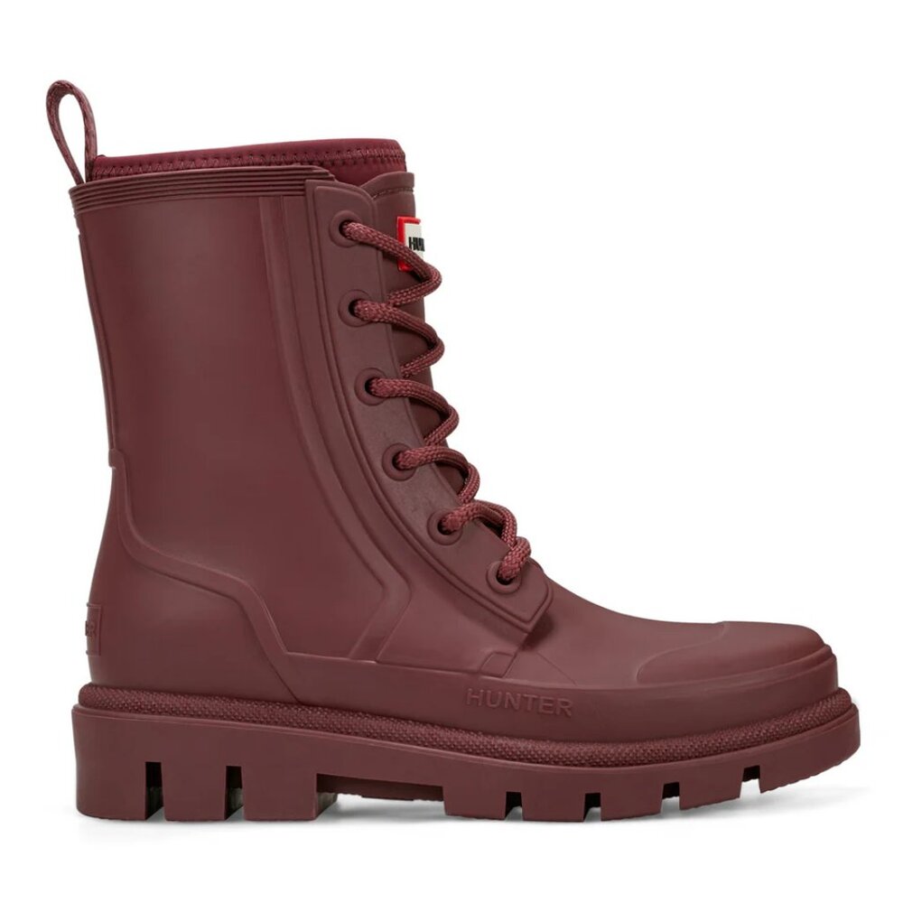 Hunter Women's Diana Waterproof Lace-Up Rain Boots in Dark Red - Picture 10 of 10